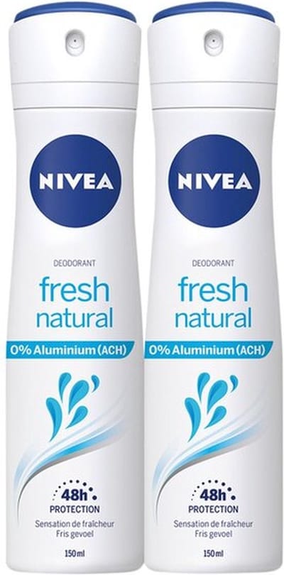 NIVEA Fresh Natural Deodorant Spray - Aluminiumvrij - Alcoholvrij - 48u bescherming - Duopack - 2 x 150 ml