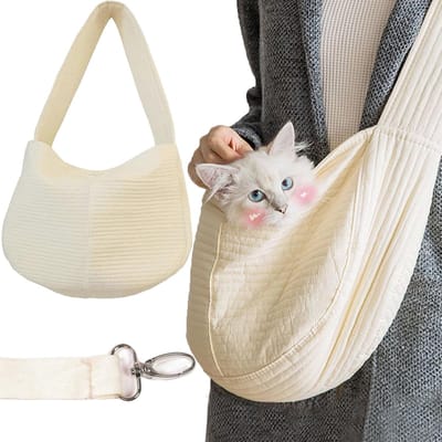 Famanu – Sling Draagtas voor Huisdieren – Ademende Schoudertas met Brede Riem, Geschikt voor Kleine Honden en Katten