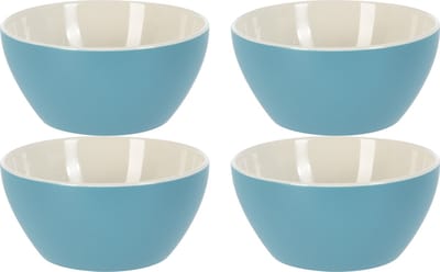 Excellent Houseware Soepkommen/schaaltjes - 4x - Acapulco - porselein - D14 x H6.5 cm - blauw