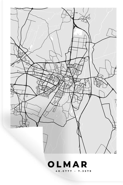 Muurstickers - Sticker Folie - Frankrijk - Plattegrond - Kaart - Colmar - Stadskaart - 20x30 cm - Plakfolie - Muurstickers Kinderkamer - Zelfklevend Behang - Zelfklevend behangpapier - Stickerfolie