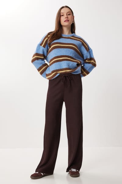 Hoge Taille Geweven Wijde Broek