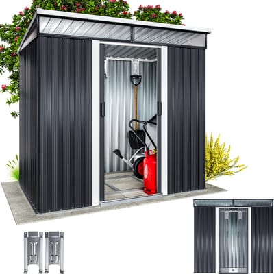 Gardebruk Tuinhuisje Metaal - Met Fundering & Deuren – 196x122x180 cm - Antraciet