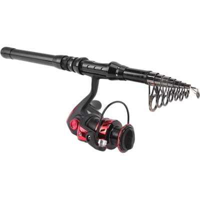 Kit de canne à pêche complet avec canne télescopique noire courte pour la pêche en mer et moulinet pour l'extérieur gray