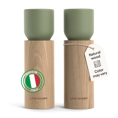 LARS NYSØM LARS NYSØM Houten Zout- en Pepermolen Set - Handmatige Zout en Peper Molens met Verstelbaar Keramisch Mechanisme - Elegante Beukenhouten Molen voor Keuken of Tafel (Sage Green)