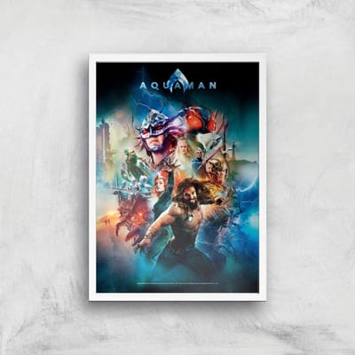DC Aquaman Giclee Art Print - A4 - White Frame