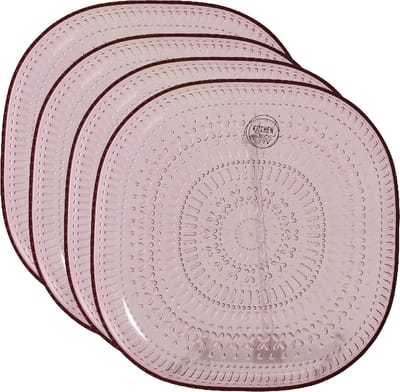 Decoris ontbijtbord - 4x - roze - 20,5 cm - kunststof - camping bord/servies