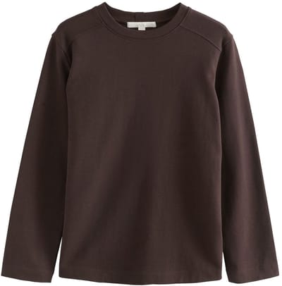 Next - Dames - Dik T-shirt met lange mouwen en ronde hals - Bruin
