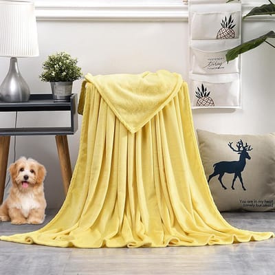 Zachte Gele Fleecedeken 100x220 cm Voor Bank en Bed - Pluche en Warm