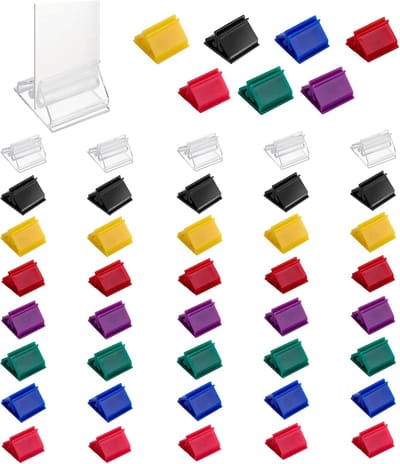 Famanu - 48 Stuks Plastic spelkaartstandaarden, doorzichtige naamkaarthouder, speelkaarthouders, speelstandaarden voor bordspelen, markers, feestgeschenk