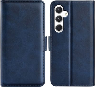MobyDefend Hoesje - Geschikt voor Samsung Galaxy S24 - Luxe Wallet Book Case (Sluiting Zijkant) - Blauw