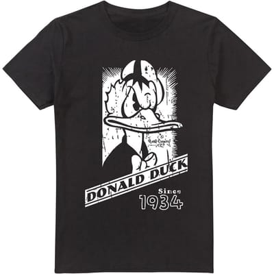 Disney Heren Donald Duck Mono Portret T-Shirt (Zwart)