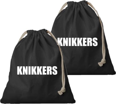 Knikkerzak - 2x - zwart - bedrukt - voor jongens en meisjes - katoen - Opbergzakje knikkers - Grote knikkerzaken