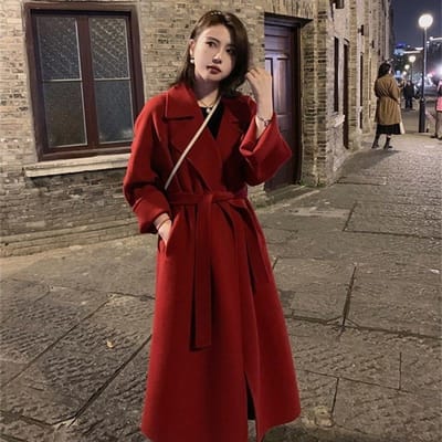 Nieuwe dames herfst en winter nieuwe dubbelzijdige wollen lange wollen jas hoogwaardige wollen jas dameskleding XL brown