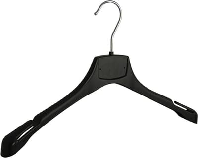 De Kledinghanger Gigant - Mantelhanger - Kostuumhanger - Jassenhanger - Volwassenen - MRA39 - 50 Stuks - Kunststof - Zwart - Gebogen Model - Schouderverbreding 2,2 cm - Rokinkepingen - 39 cm - Kledinghanger - Kleerhanger - MRA-Serie (MRA39_00/50)