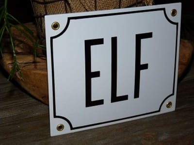 Emaille huisnummer 18x15 wit/zwart  ELF