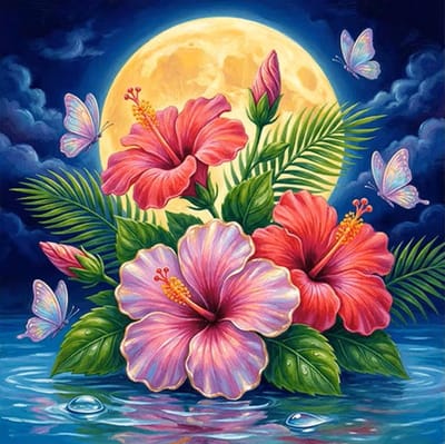 25x25cm Diamond painting bloemen vlinders nr 489