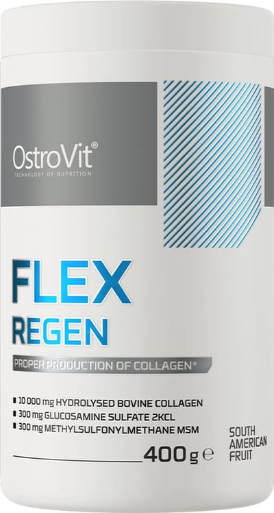OstroVit Flex Regen 400g - Gewrichten - Botten - Comprehensive Joint and Bone Support with - Collagen - MSM, Glucosamine, Calcium, Magnesium, Vitamin C, B6, K2, and D3 in a Delicious South American Fruit Flavor