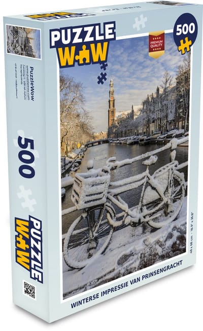 Puzzel Winterse impressie van Prinsengracht - Legpuzzel - Puzzel 500 stukjes