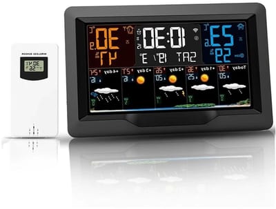 Weerstation Digitaal - Buiten Binnen Sensor - Weer Monitoren - WIFI Connectiviteit - 20.5 cm - Zwart