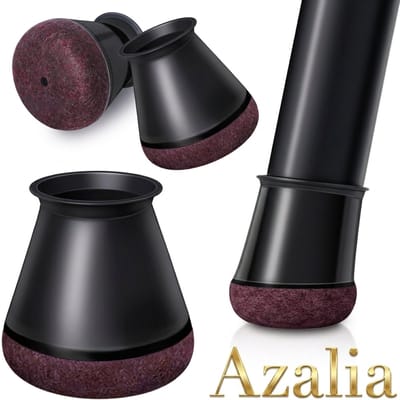 Azalia 24 stuks kleine stoelpootdoppen, zwarte beschermdopjes voor stoelpoten, met vilt, beschermvilt, siliconen beschermdoppen voor stoelpoten, slijtvaste stoelpootbeschermers (14-18 mm