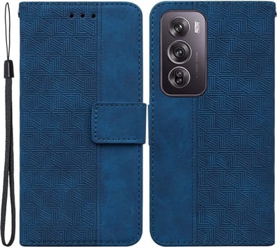 Coverup Hoesje - Geschikt voor OPPO Reno12 Pro Hoesje - Coverup Geometric Book Case - Blauw