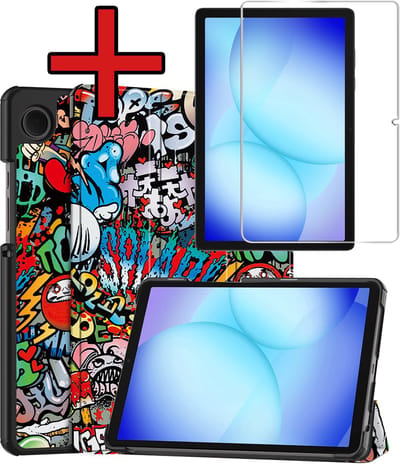 Hoesje - Geschikt voor Samsung Galaxy Tab A11 Plus / A9 Plus - Met Screenprotector - Hardcover Book Case - Trifold Bookcase Hoes - Hard Cover - Tablethoes - Graffity