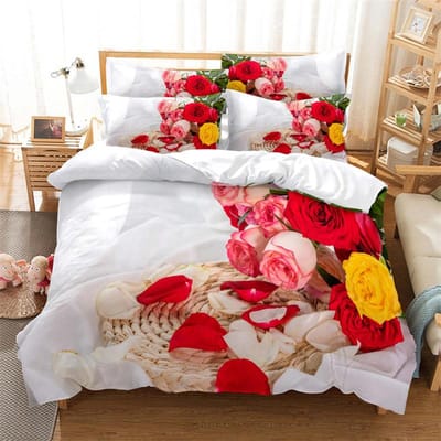 Mooie Bloemen Beddengoed Dekbedovertrek Mode Beddengoed Set King Dekbedovertrek Bedset Meisjes Jongens Beddengoed Dekbedovertrek Set Beddengoed EU King(240x220cm)