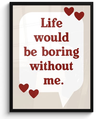 Poster in lijst - Fotolijst 50x70 cm - Posters - Quote - Tekstballon - Hartjes - Posterlijst zwart - Decoratie - Wanddecoratie woonkamer - Muurdecoratie slaapkamer