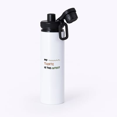 Hacebo® - my tante is the cutest waterfles met draaidop zwart - Tante - schattige tante - verjaardagscadeau - verjaardag - cadeau - cadeautje voor tante - tante artikelen - kado - geschenk - gift - water fles - 850ML