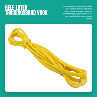 Dailygoods- Trainingsband Geel 6,4 mm - Latex Oefenband - Hoge Elasticiteit - Geurloos - Geschikt voor Squats/Pull - Duurzaam Gebruik