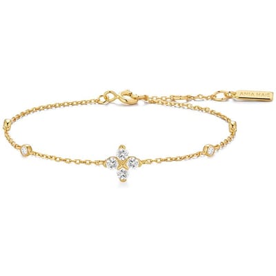 Gold Sparkling Clover Bracelet S