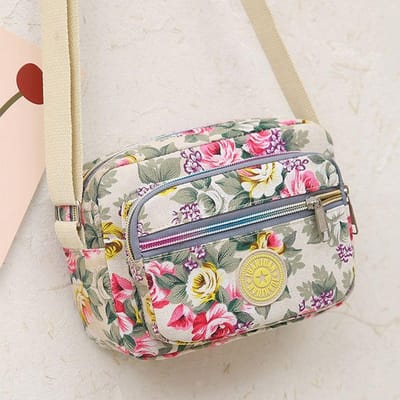 Casual Nylon Schoudertas Meerlaags Bloemenprint Klassieke Tote Bag Vintage Handtas Dames Meisjes