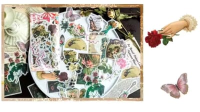 Vintage poëzie stickers - Retro stickers - Washi stickers - Bloemstukken Waaier - 60 Stickers - Bullet Journal - Volwassen Agenda - Scrapbooking - Decoratie Sticker - CHPN
