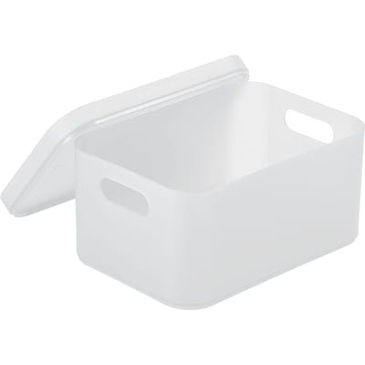 Boîte de rangement en plastique anti-poussière avec couvercle pour le maquillage, idéale pour le bureau ou la maison white