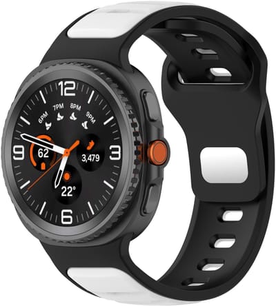 Stravo Twee-kleurig siliconen horlogebandje – Geschikt voor Samsung Galaxy Watch 9 (40/44mm) / Watch 8 (40/44mm) / 8 Classic (46mm) – Outdoor Siliconen Sport bandje – Zwart/wit