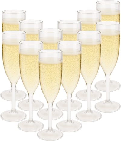 OTIX Kunststof Champagneglazen - 12 Stuks - Elegante - Champagne - Flute - Strand - Camping Servies - 165ML - Glazen - OCEANI