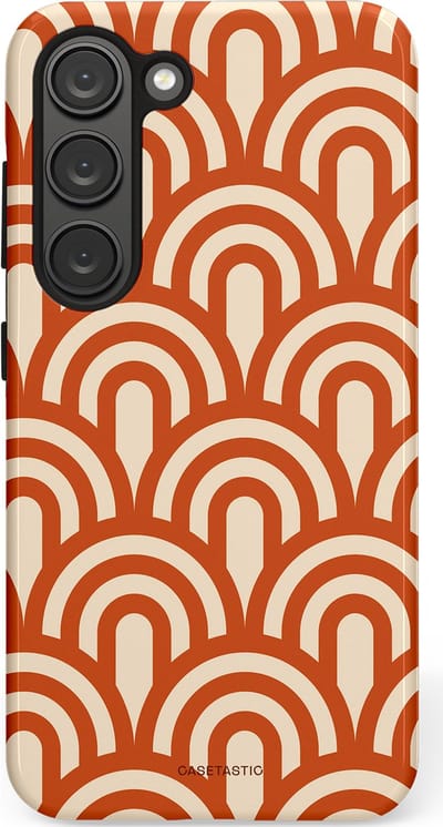 Casetastic hoesje geschikt voor Samsung Galaxy S23 - Dubbellaagse bescherming - Oranje Bogen Parade - Fashion Case - Terracotta Crème