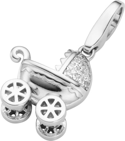 Bedel | charm | hanger | kinderwagen |  925/000 sterling zilver | Giorgio Martello | zirkonia