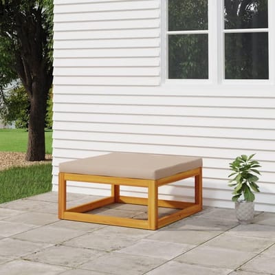 Voetsteun Tuin - Hocker Buiten - Ontspannen Zitten - Massief Acaciahout - 73 x 40 x 24 cm - Taupe