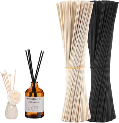 200 stuks lange vezelstaafjes voor diffusers, 25 cm x 3,0 mm, Houtkleur Zwart medailles en stokjes voor kamille-diffuser, thuis, kantoor, hotel, spa, etherische olie