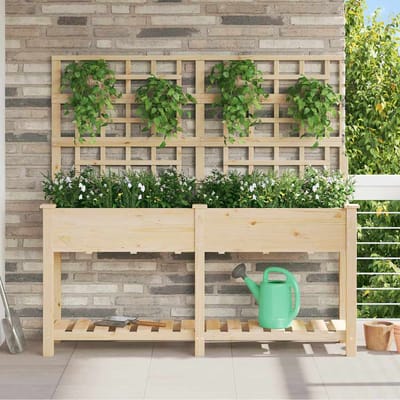 vidaXL - Plantenbak - Beige - 161 - x - 46 - x - 152,5 - cm - Massief - Vurenhout