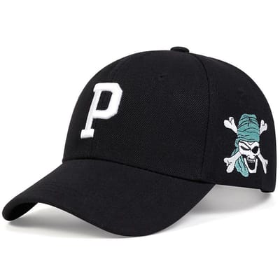 P Letter Kant Piraten Borduurwerk Baseballpet Mannen Vrouwen Lente Zomer Zon Hoeden Katoenen Snapback Pet Unisex Hip Hop Trucker Petten zwart witte kleur