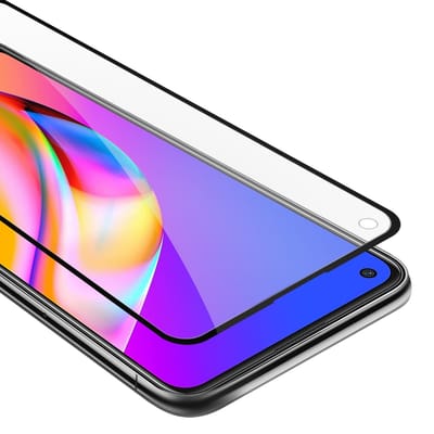 Cadorabo Screenprotector geschikt voor Oppo A94 5G Volledig scherm pantserfolie Beschermfolie in TRANSPARANT met ZWART - Gehard (Tempered) display beschermglas in 9H hardheid met 3D Touch