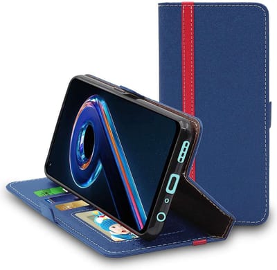 ebestStar - Hoes geschikt voor Realme 9 / 9 Pro 5G, Wallet Etui, Book case hoesje, Donkerblauw, Rood