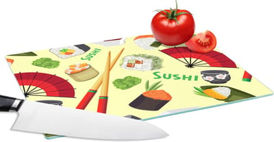 Glazen Snijplank - 28x20 - Sushi - Japan - Patronen - Snijplanken Glas