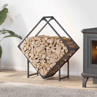 Brandhout Rek - Houtopslag Kachel - Haardhout Opslaan - Koudgewalst Staal - 80x25x80 cm - Antraciet