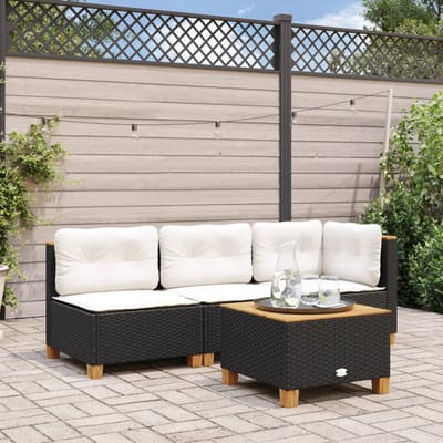 vidaXL - Tuinbank - 3-zits - met - kussens - poly - rattan - zwart
