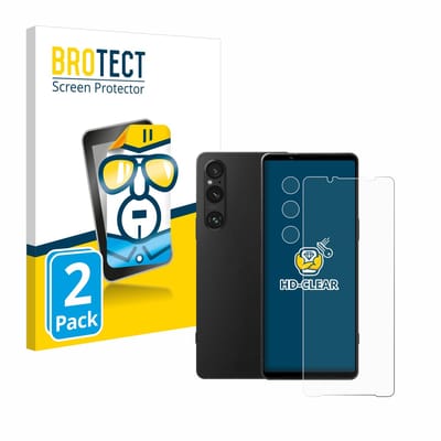 BROTECT - Screenprotector voor Sony Xperia 1 V (Voor+Camera) - Folie Beschermfolie transparant 2 Stuks