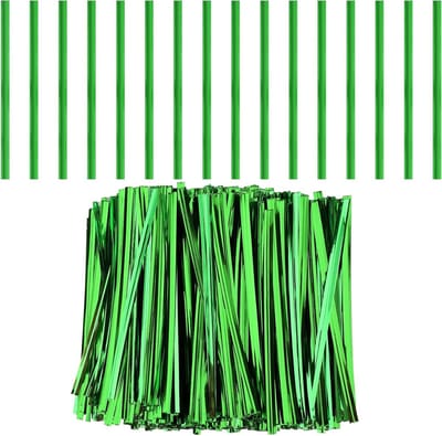 750 Stuks 10cm Draad Twist Ties met IJzeren Kern, Metaal Twist Ties voor Snoepzakken, Koffiezakken en Cake Pops (Groen)