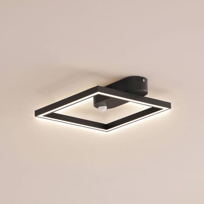 Lindby LED plafondlamp Yulla, 34 cm, zwart, sensor